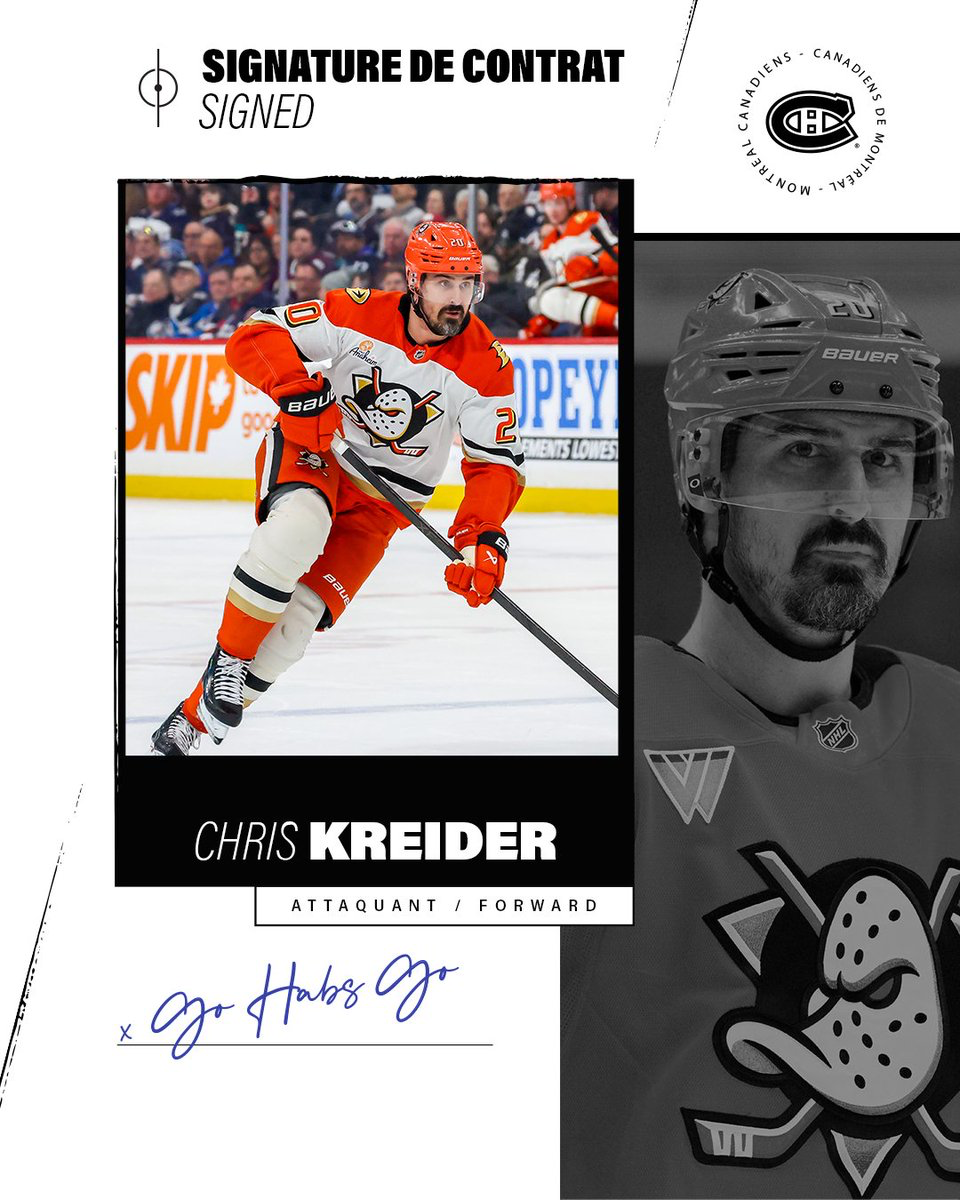 Chris Kreider Signs One-Year Deal With the Canadiens